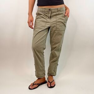 DKNY 2000's Low Rise Khaki Cargo Pants Ankle Baggy Pockets Utility Boho Size 6